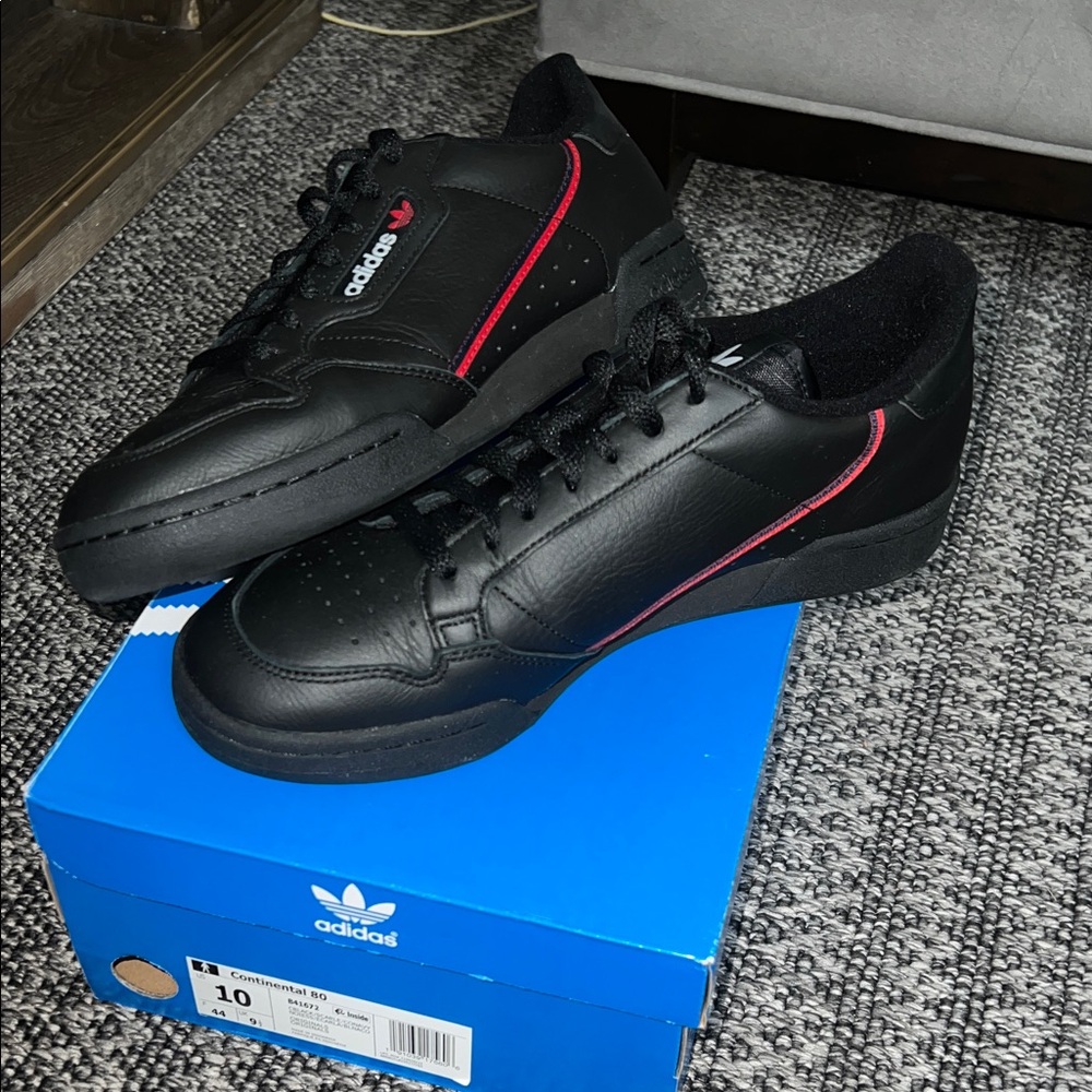 adidas Continental 80 Black Scarlet Red Mens Size 10